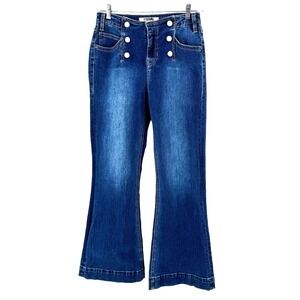 Rock&Roll Double Row Sailor Button Wide Leg High Rise Trouser Jeans Women's 29